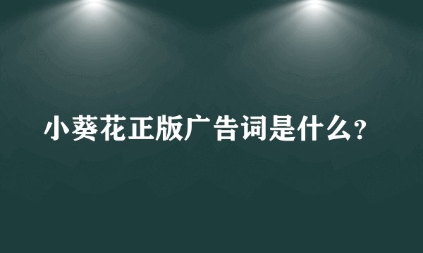 小葵花正版广告词是什么?