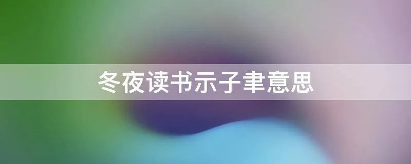 冬夜读书示子聿意思