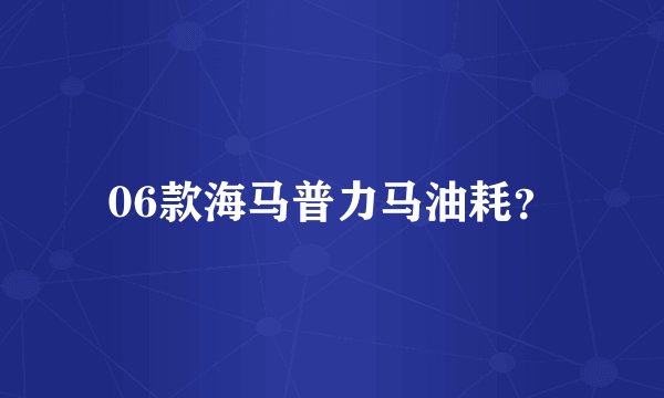 06款海马普力马油耗？