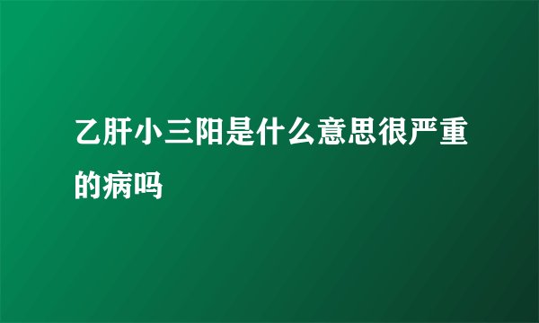 乙肝小三阳是什么意思很严重的病吗