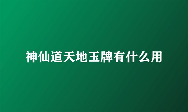 神仙道天地玉牌有什么用