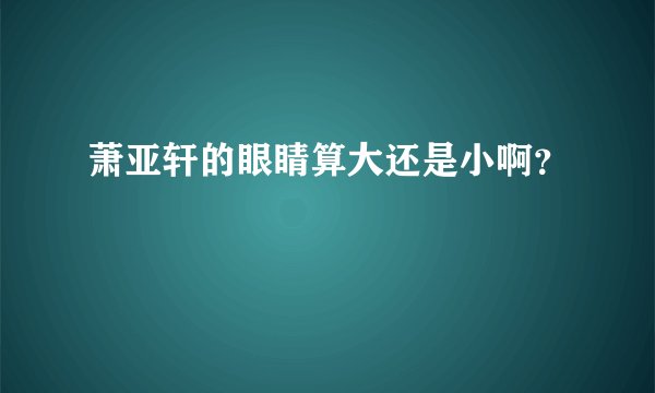 萧亚轩的眼睛算大还是小啊？