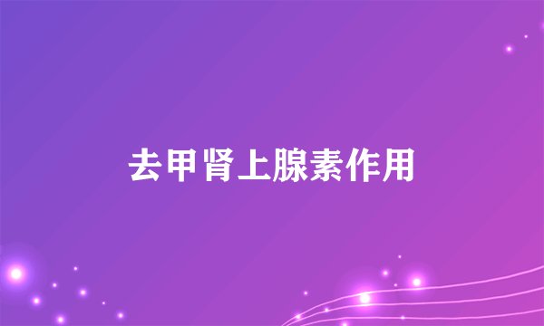 去甲肾上腺素作用