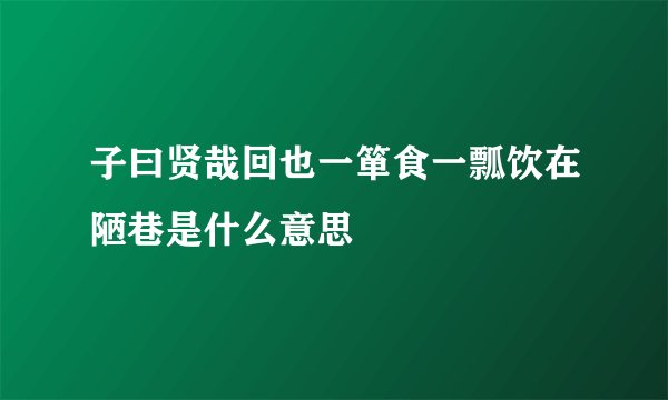 子曰贤哉回也一箪食一瓢饮在陋巷是什么意思