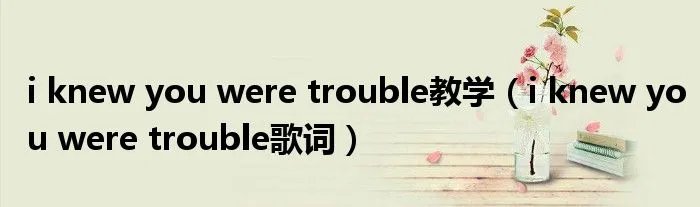 i knew you were trouble教学(i knew you were trouble歌词)