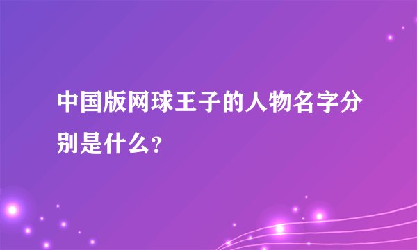 中国版网球王子的人物名字分别是什么？