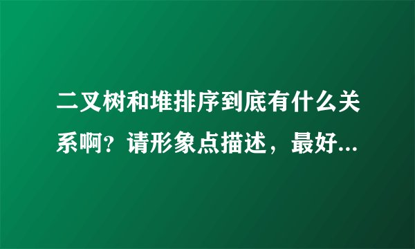 二叉树和堆排序到底有什么关系啊？请形象点描述，最好有图啦！