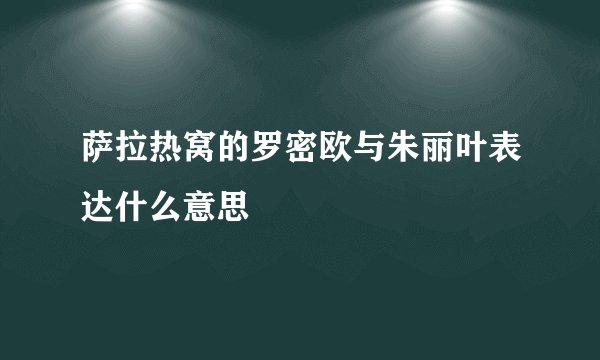萨拉热窝的罗密欧与朱丽叶表达什么意思