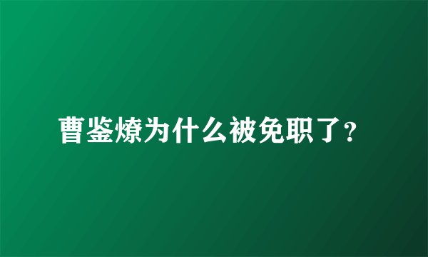 曹鉴燎为什么被免职了？
