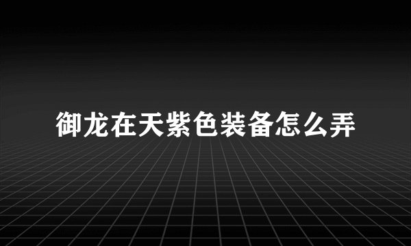 御龙在天紫色装备怎么弄