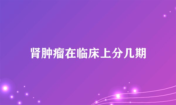 肾肿瘤在临床上分几期