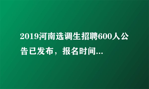 2019河南选调生招聘600人公告已发布，报名时间：3月8日