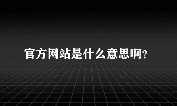 官方网站是什么意思啊？