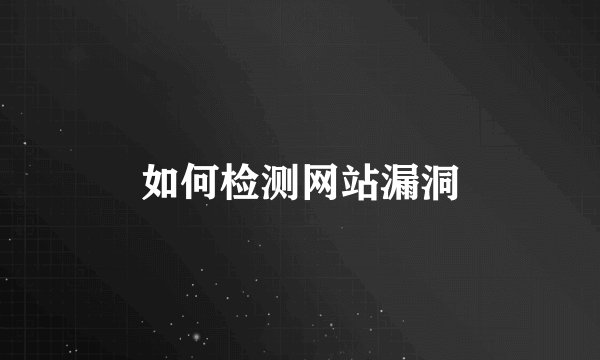 如何检测网站漏洞