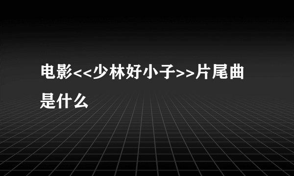 电影<<少林好小子>>片尾曲是什么
