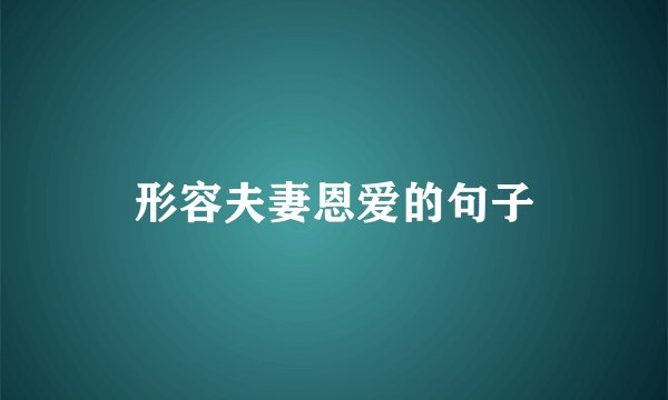 形容夫妻恩爱的句子