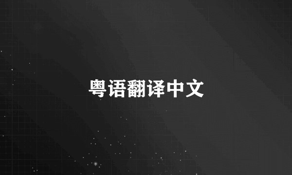 粤语翻译中文