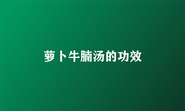 萝卜牛腩汤的功效