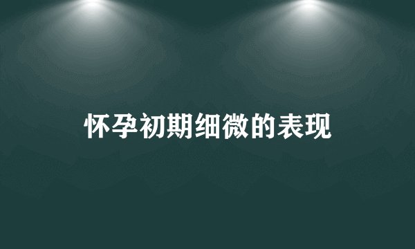 怀孕初期细微的表现