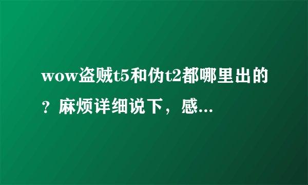 wow盗贼t5和伪t2都哪里出的?麻烦详细说下,感激不尽啊。