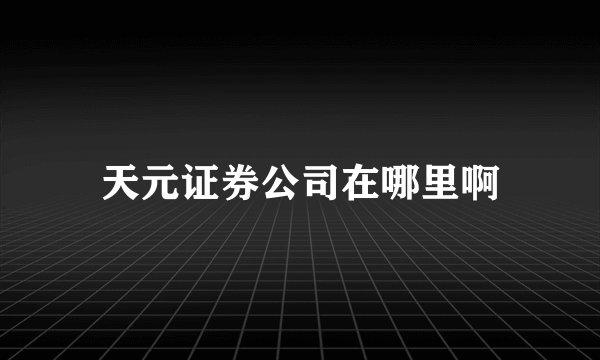 天元证券公司在哪里啊