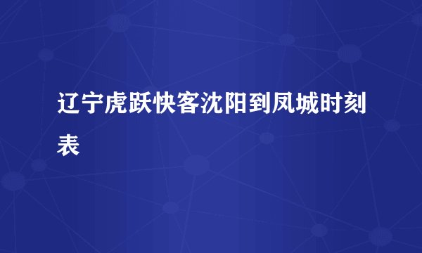 辽宁虎跃快客沈阳到凤城时刻表
