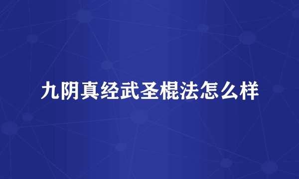 九阴真经武圣棍法怎么样