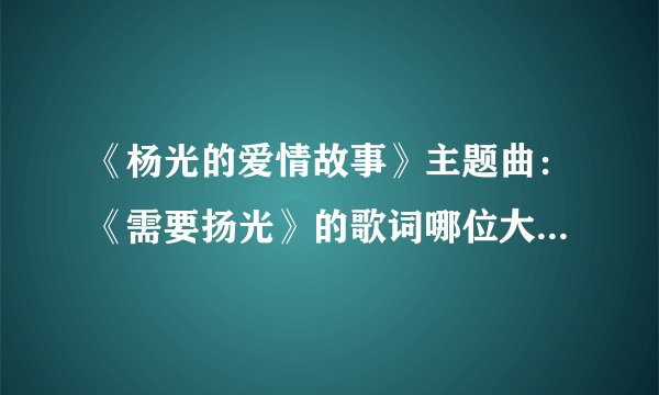 《杨光的爱情故事》主题曲:《需要扬光》的歌词哪位大哥大姐有啊??