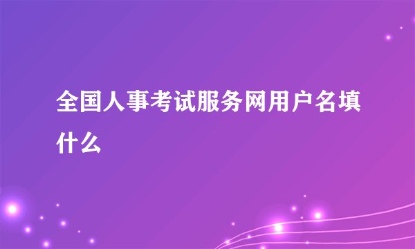 全国人事考试服务网用户名填什么
