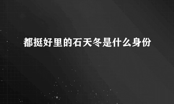 都挺好里的石天冬是什么身份