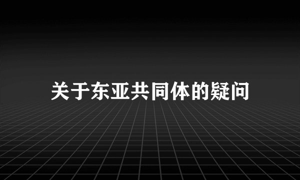 关于东亚共同体的疑问