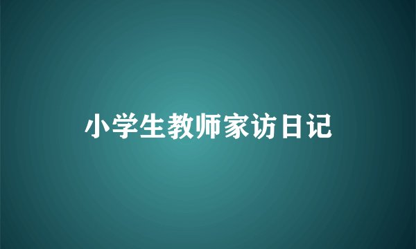 小学生教师家访日记