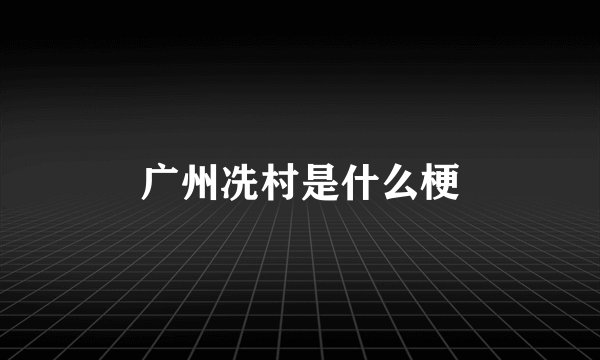 广州冼村是什么梗