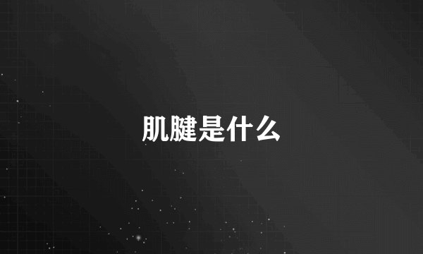 肌腱是什么