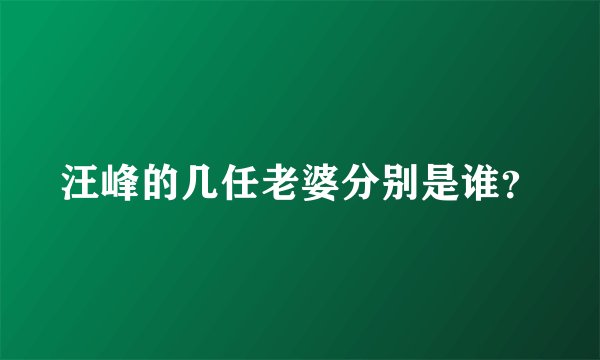 汪峰的几任老婆分别是谁?