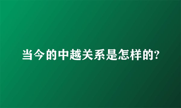 当今的中越关系是怎样的?