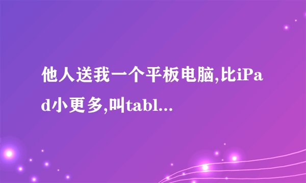 他人送我一个平板电脑,比iPad小更多,叫tablet pc,不知是什么牌子的,价格是多少,性能如何