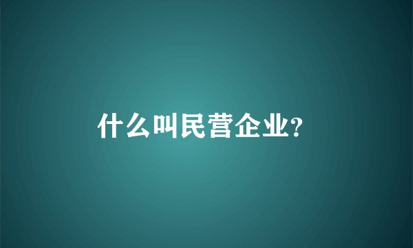 什么叫民营企业？
