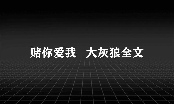 赌你爱我   大灰狼全文