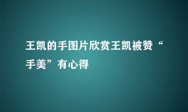 王凯的手图片欣赏王凯被赞“手美”有心得