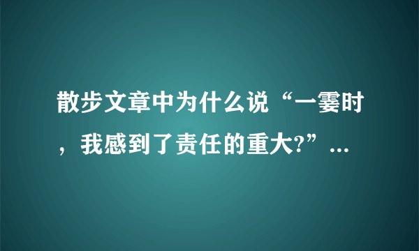 散步文章中为什么说“一霎时,我感到了责任的重大?”把你的理解说一说?