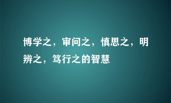 博学之,审问之,慎思之,明辨之,笃行之的智慧