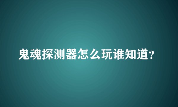 鬼魂探测器怎么玩谁知道？