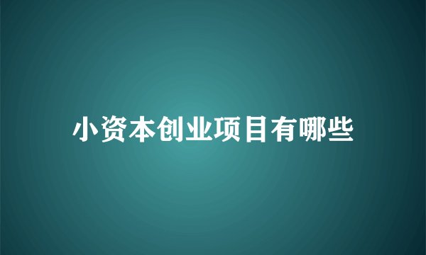 小资本创业项目有哪些