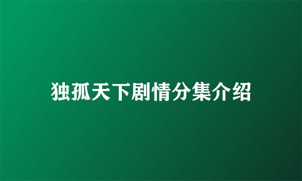 独孤天下剧情分集介绍