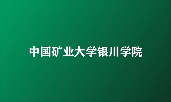 中国矿业大学银川学院