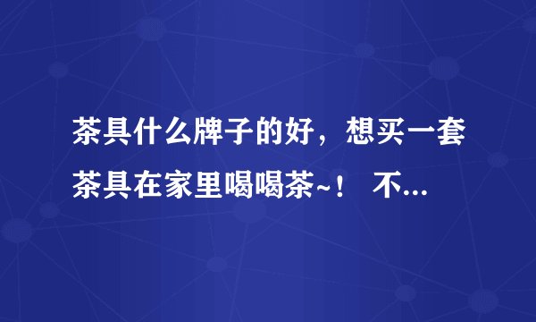 茶具什么牌子的好,想买一套茶具在家里喝喝茶~! 不要太贵的,本人不懂没接触过