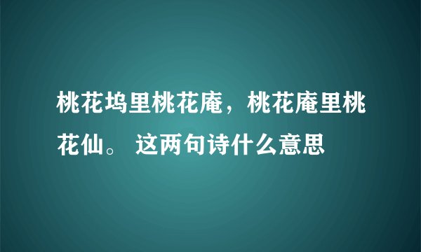 桃花坞里桃花庵，桃花庵里桃花仙。 这两句诗什么意思