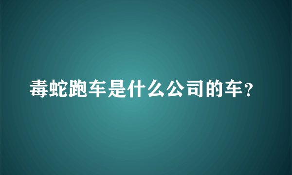 毒蛇跑车是什么公司的车？