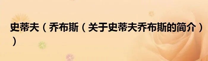 史蒂夫（乔布斯（关于史蒂夫乔布斯的简介））